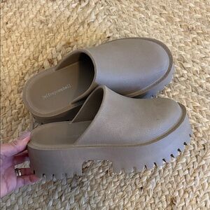 Jeffrey Campbell Taupe Platform Mules